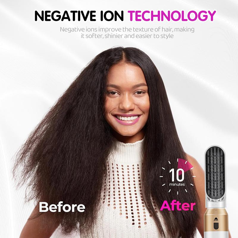 5-in-1 Curling Iron Set, Curling Wand with 1 straightening brush 1 hair dryer and Interchangeable 3 Curling Irons, Dual Voltage Hair Waver