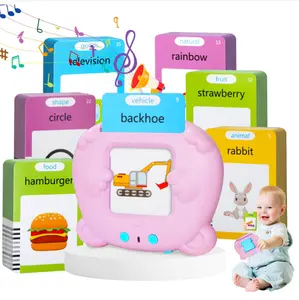 Children’s early education talking flash card toy machine, pink and blue dual-color electronic word reader, 224 words, 112 double-sided flashcards, Montessori educational learning toy for boys and girls ages 2–6