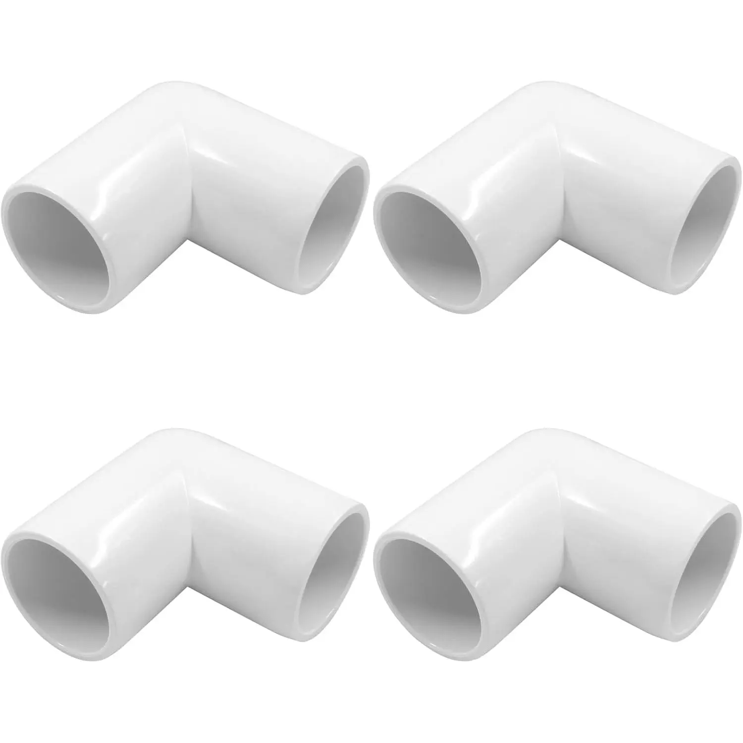 4 count 3/4" 90 Degree Right Angle Elbow PVC Pipe Fitting, 2 Way Furniture Grade Pipe Connector PVC Elbow Fitting Pipe Corner Connector for DIY Shelf Garden Support Structure