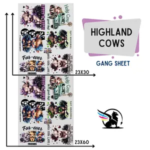Highland Cow | Premade DTF Transfer Gang Sheet For Graphic Tees