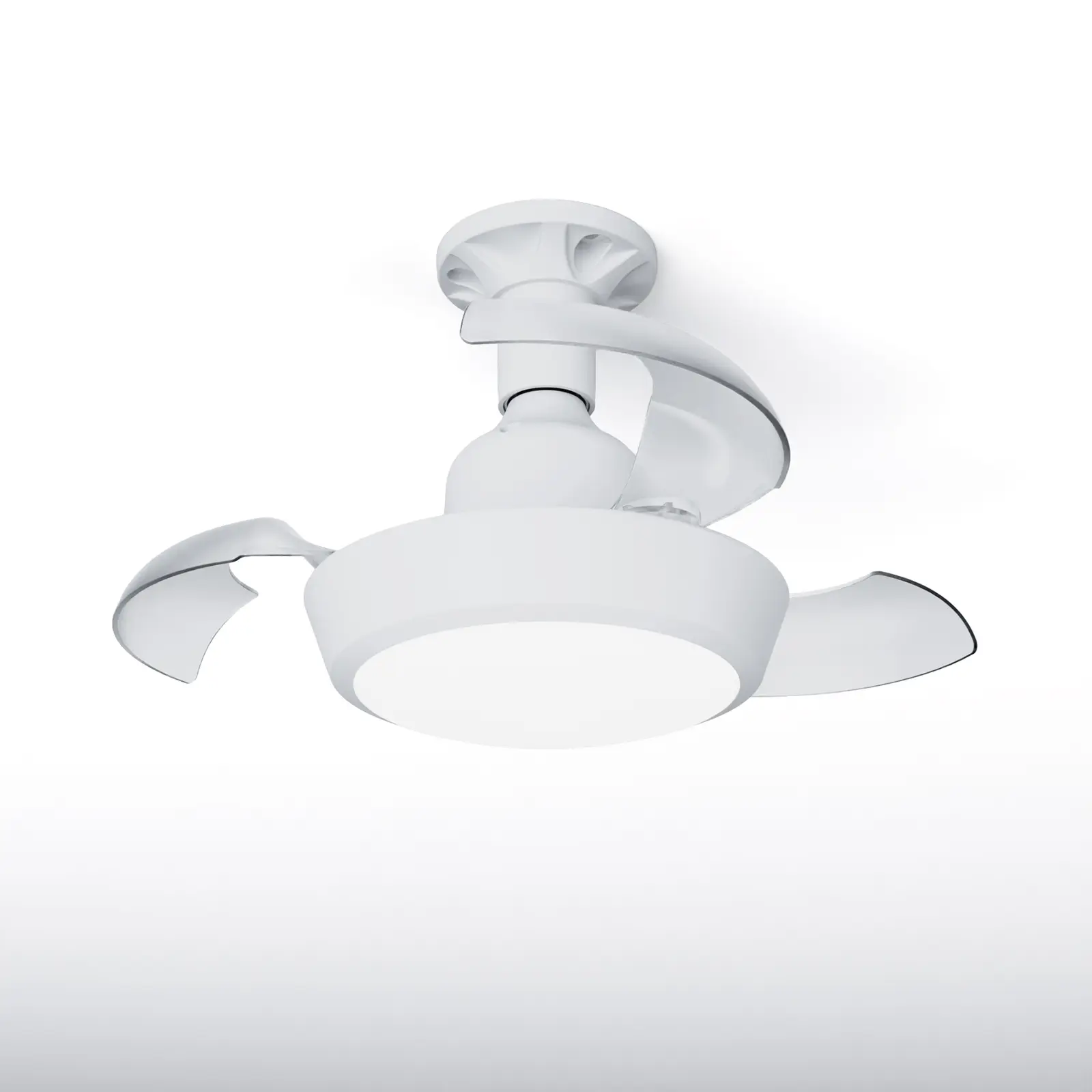 16.5" Socket Fan Light with Remote, Retractable Ceiling Fan with Light, Screw-in LED Ceiling Fan, Infinitely Dimmable 3-Speed Quiet Wind for Bedroom, Garage, Kitchen