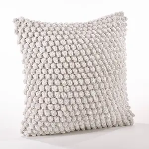 20"x20" Oversize Down Filled Crochet Pom-Pom Square Throw Pillow White - Saro Lifestyle