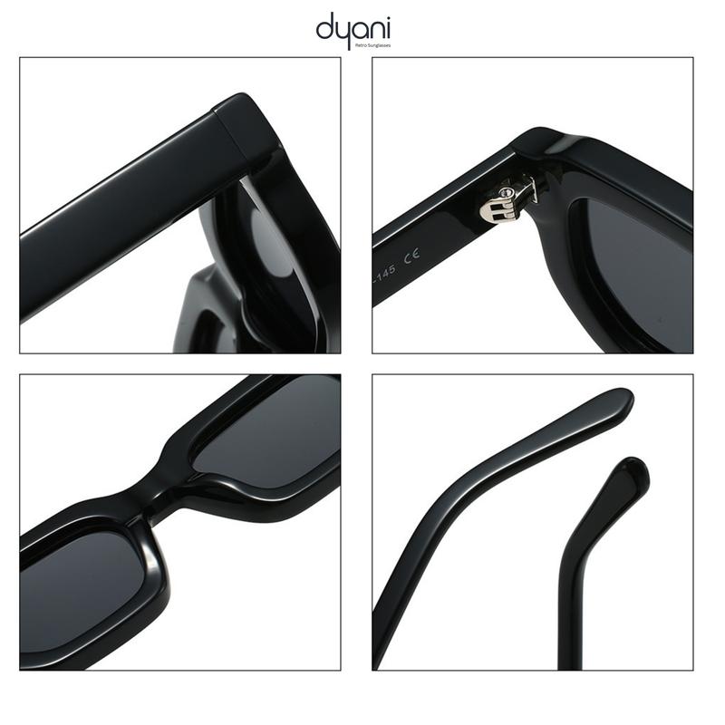 Dyoni The Royce Retro Sunglasses - Chunky Square Frame with Sculpted Edges & Tinted Lenses for Unisex Comfort