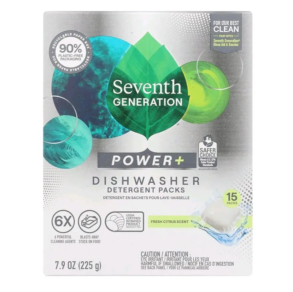 SEVENTH GENERATION Power Plus Auto Dish Detergent 15 Count, 7.9 OZ