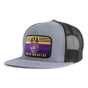 DELTA TAU DELTA 5-Panel Flat Frat Rush Hat Grey