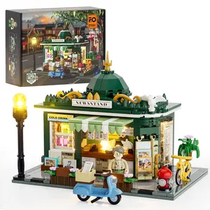 FUNWHOLE Newsstand LED Building Set - 556 Pcs Construction Bricks - Ideal Toys Gift for Adults, Teens, Boys, and Girls
