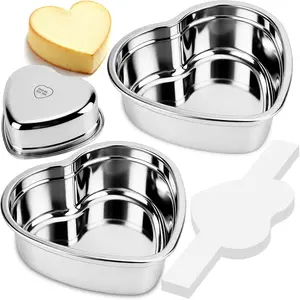 Heart Shaped Cake Pans Set of 2, 8 Inch Heart Cake Pan with 60PCS Parchment Paper, Nonstick Stainless Steel Baking Pans for Valentine's Day/Birthday/Wedding/Halloween/Thanksgiving, Dishwasher Safe