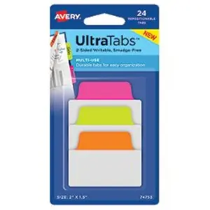 212 MAIN Avery-Dennison Adhesive Repositionable Ultra Tabs, Neon, 2 x 1.5 in, Office Filing & Stationery Supply, Adhesive Tabs