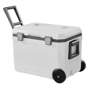 VEVOR Portable Cooler,  , 45 QT Wheeled Cooler with Ice Retention, Heavy-Duty Handles and Cup Holder, Lightweight Rigid Material Insulated Portable Cooler, Suitable for Family Picnics and Long Trips