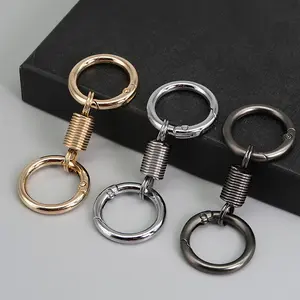 Spring Double Coil Keychain Carabiner Buckle Personality Key Rings Anti-Lost Climbing Hook Car Keychians Accessories Gift New