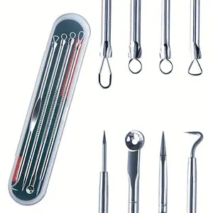 4pcs/set Acne Blackhead Needle Black Spot Pimple Blemish Remover Skin Care Women Beauty Acne Care Pore Cleanser Needle Hook