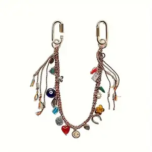 1 Freepeople Fashion Character Demon Eye Metal Geometric Heart Necklace Woven Key Charm