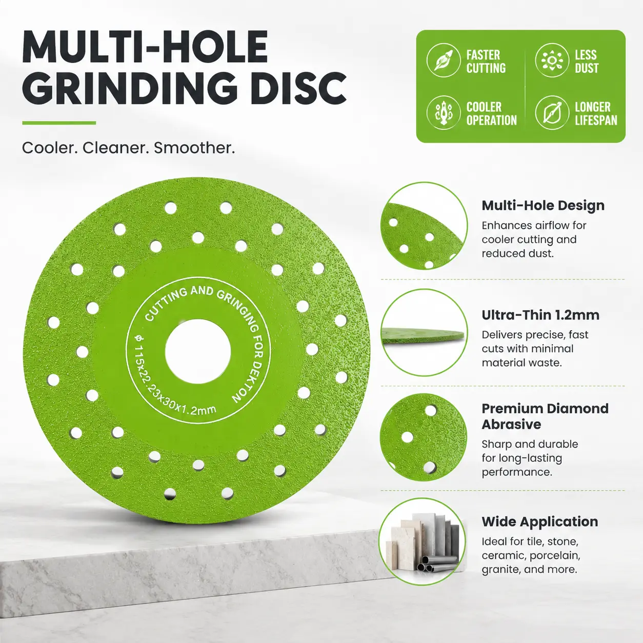 2PCS/4PCS/8PCS 4.5 Ultra Thin Diamond Cutting Grinding Disc for Angle Grinder, Sharp Brazing Tile Glass Saw Blade, Polishing Cutter Wheel for Marble Granite Porcelain Ceramic Jade Rock Slab