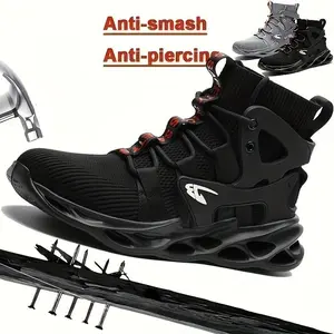 High-top Breathable Anti-crushing Anti-piercing Steel-capped Work Shoes