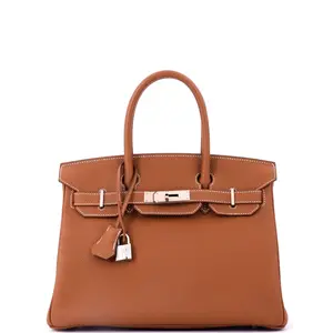 Pre-owned HERMÈS Leather Tote Bags REBAG Hermes Birkin Handbag Gold Togo with Palladium Hardware 30 by Rebag