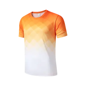 Men's Geometric Print Short Sleeve Sports Tee Breathable Quick Drying T-shirt for Gym Workout Running
