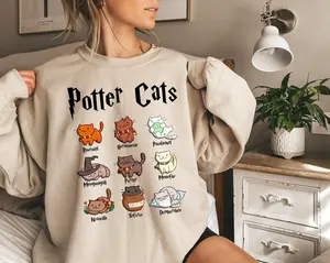 Potter Cats Sweatshirt, Funny Cats Sweater, Cute Cats, Gift For Cat Owner,Pottery Gift,Cute Comfy Wizard Book Lover, Cat lover,Birthday gift
