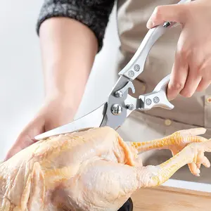 Poultry Shears Heavy Duty Professional, Multipurpose Kitchen Shears with Sheath, Spring-Loaded Stainless Steel Chef Scissors Cutting Bone, Chicken, Fish, Food, Meat