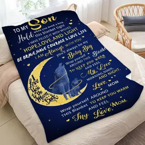 Moon Star Pattern Flannel Blanket Soft Comfortable 60x50 Inches Ideal Gift for Son's Birthday Back-to-School Multi-Scene Use