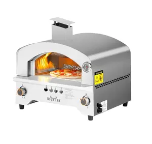 Big Horn Outdoors Gas Pizza Oven, 13'' Portable Propane Pizza Oven with Pizza Stone, Stainless Steel Pizza Maker for Outdoor Cooking