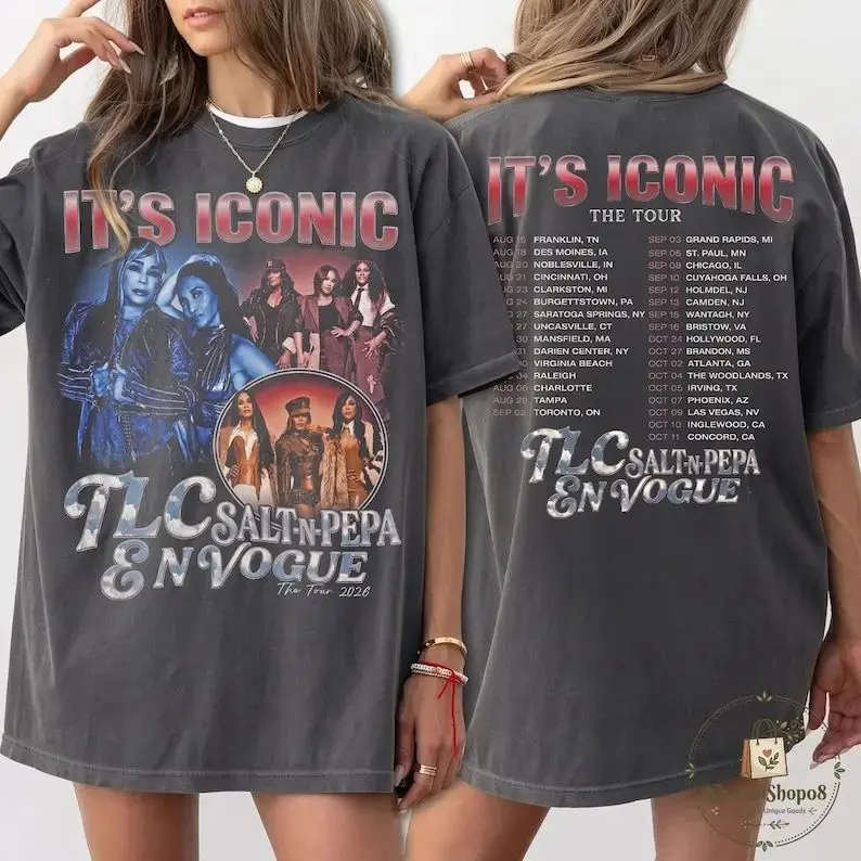 It's Iconic TLC Salt-N-Pepa & En Vogue Retro Tour T-Shirt, Unisex Gift for Fans Cotton Fabric Womenswear