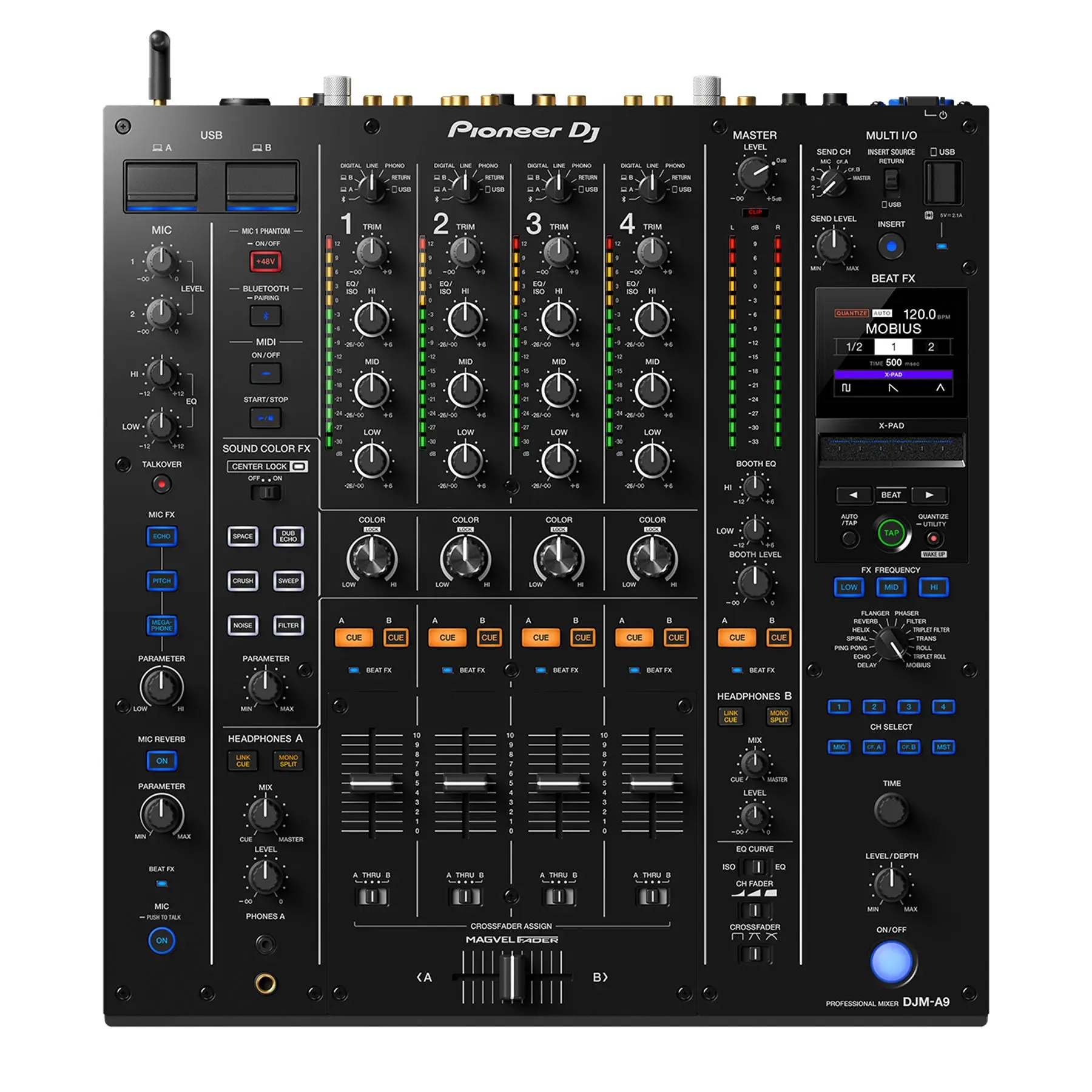 Pioneer DJ DJM-A9 4-Channel Digital DJ Mixer with Audio, Bluetooth, USB Connectivity for Musical Instruments & Accessories, Remote