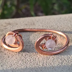 Copper Bracelet with Rose Quartz - Pulsera de Cobre con Cuarzo Rosa