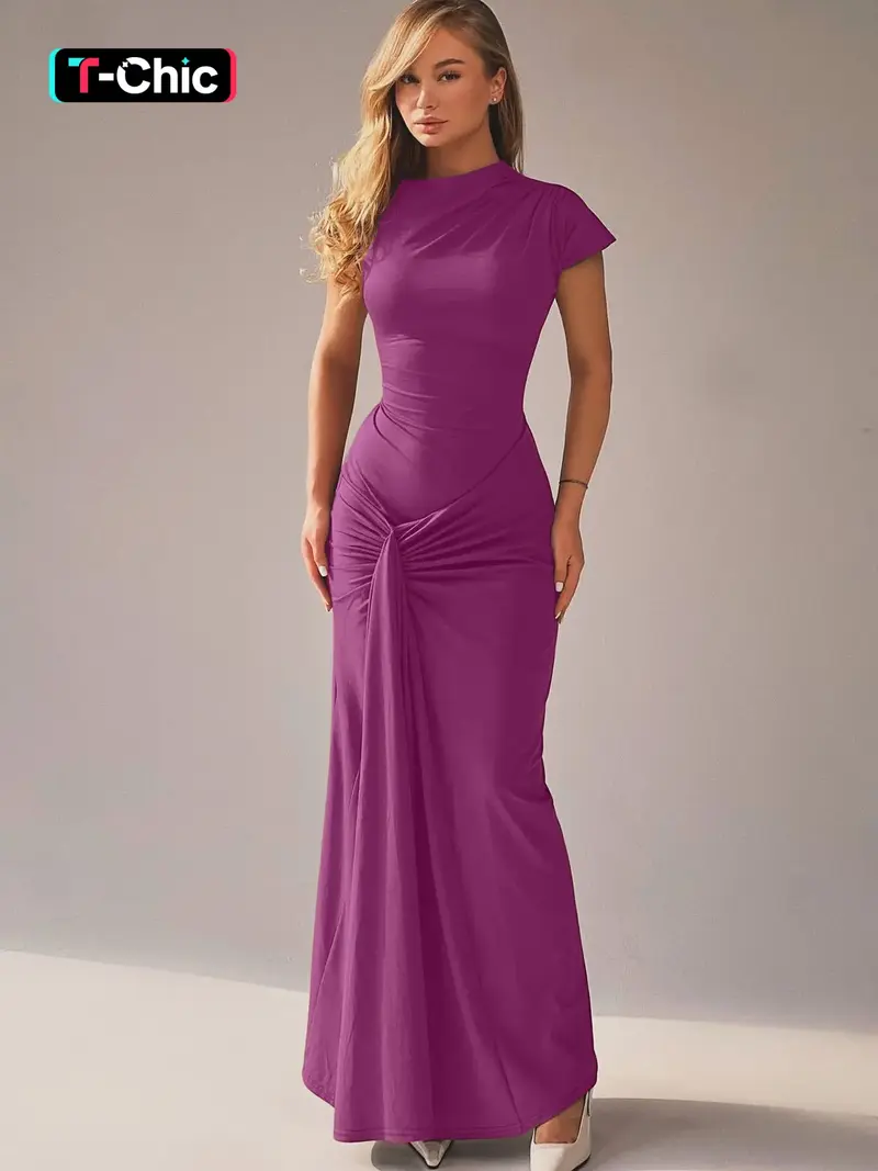 ysl evening dresses Chiffon A-line Long Gown with Cape Sleeves – Lara New York main image 1