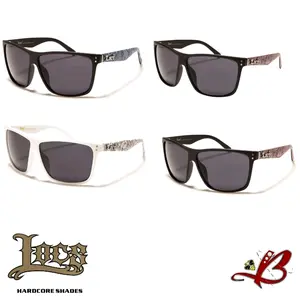 LOCS Retro Style Sunglasses Bandana Printed Temples Dark Lens Matte Black And White  Frames for Men and Women tiktok shop