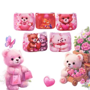 Cute Coin Bags Bear Designs for Daily Use or Gift with Adorable Bear Motifs and Heart Accents Perfect for Loved Ones