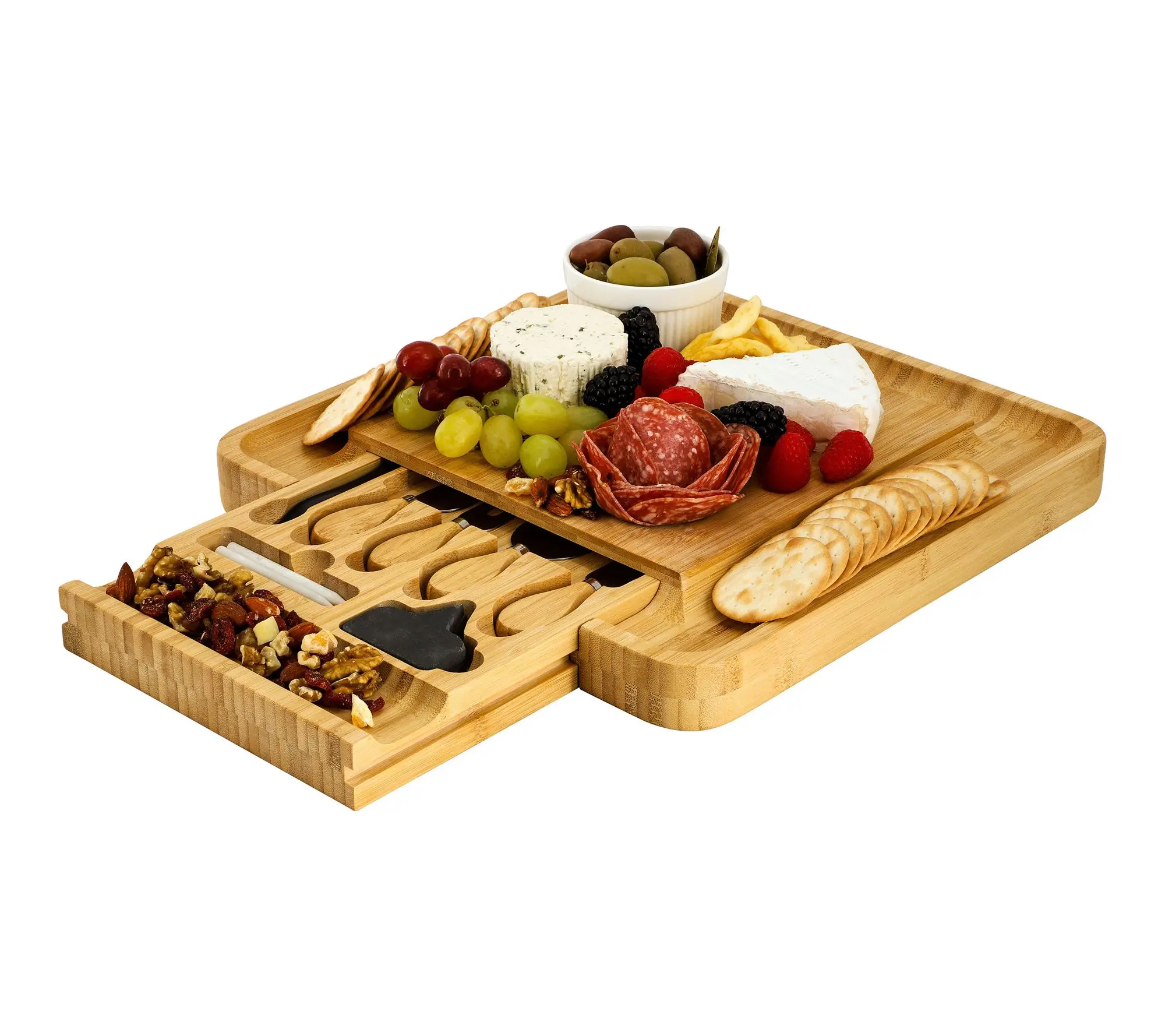 MegaChef Bamboo Charcuterie Cheese Board Drawer Set