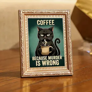 Funny Coffee Cat Magnetic Fridge Magnet, Sarcastic Art Design, Perfect Humor Kitchen Decoration, Humorous Message, Ideal Gift for Coffee & Cat Enthusiasts, Coffee Lovers