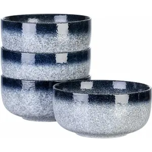 Cereal Bowls-36 Ounce, Japanese Noodle Bowl Set, Ceramic Bowls For Kitchen, Breakfast, Oatmeal, Microwave And Dishwasher Safe, [Set Of 4], Dark Blue