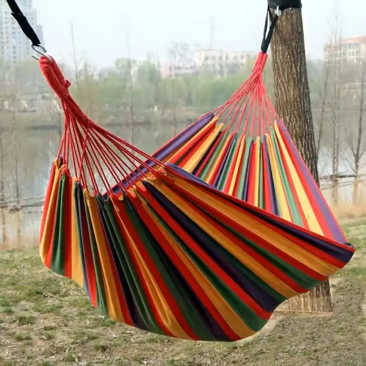 Garden Cotton Hammock Comfortable Fabric Hammock with Tree Straps for Hanging Durable Hammock Up to 660lbs Portable Hammock with Travel Bag,for Camping Outdoor/Indoor Patio Backyard