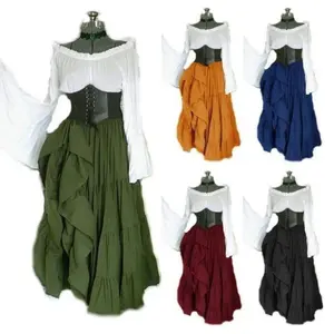 New European & American Style Women’s Long-Sleeve Renaissance/Medieval Costume Dress