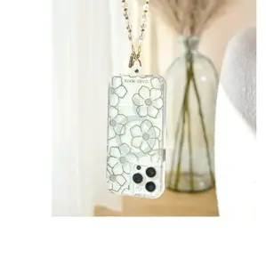 case meta phone charm- Beaded moon crystal