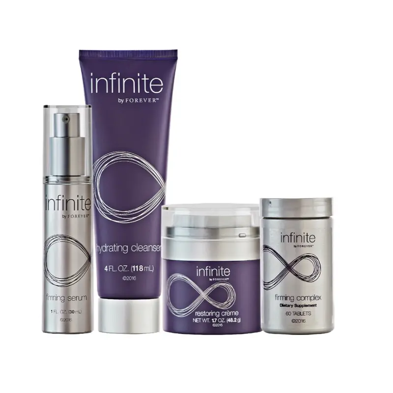 Forever Infinite Advanced Skincare Set - Hydrating Cleanser, Firming Serum, Restoring Creme & Firming Complex - 4 Products