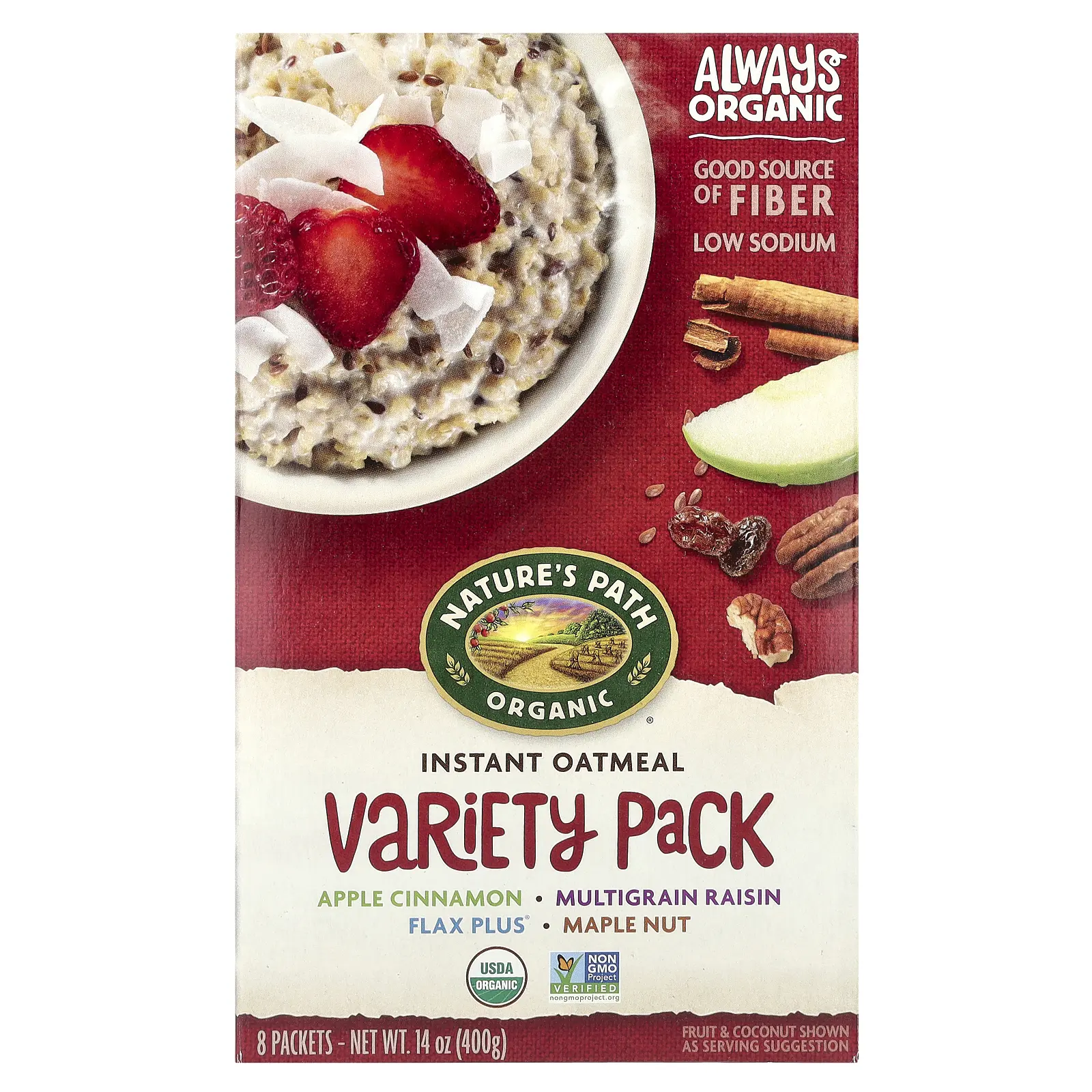 Nature's Path Organic Instant Oatmeal, Variety Pack, 8 Packets, 14 oz (400 g)