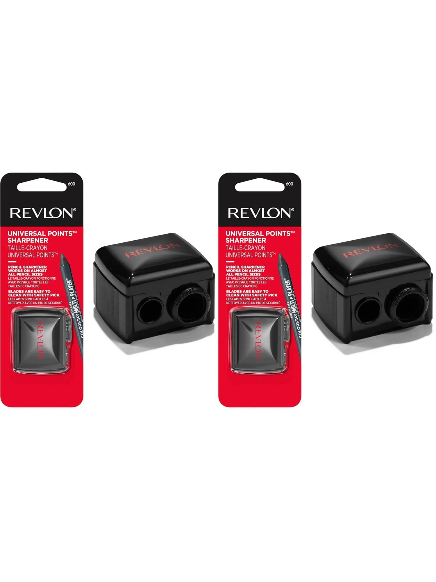 Revlon Universal Points Sharpener for Wooden & Plastic Makeup Pencils, Fits Small to Large Sizes, Easy to Clean, 1 Count