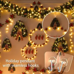 Adhesive Wall Hook, Set Heavy-Duty Thickened self-Adhesive Hook，16Pcs，33lb max Loading，Transparent, Waterproof, Bathroom, Outdoor, Kitchen, Doors, Practical Tools.