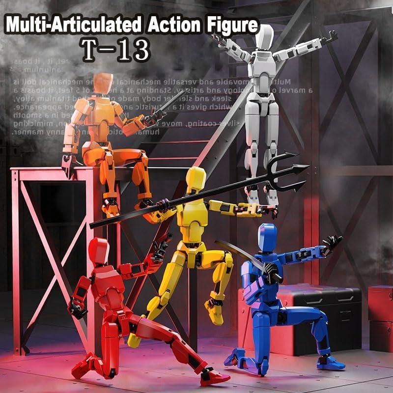 [2025 Upgrade] [Assembly Required] 3Pcs Dummy 13 Action Figures with Magnetic Suction Function, Lucky Titan 13 Action Figures, Multi-Jointed Movable，with 3 Hand-Shapes, 7 Weapons, Brackets Play Options Display