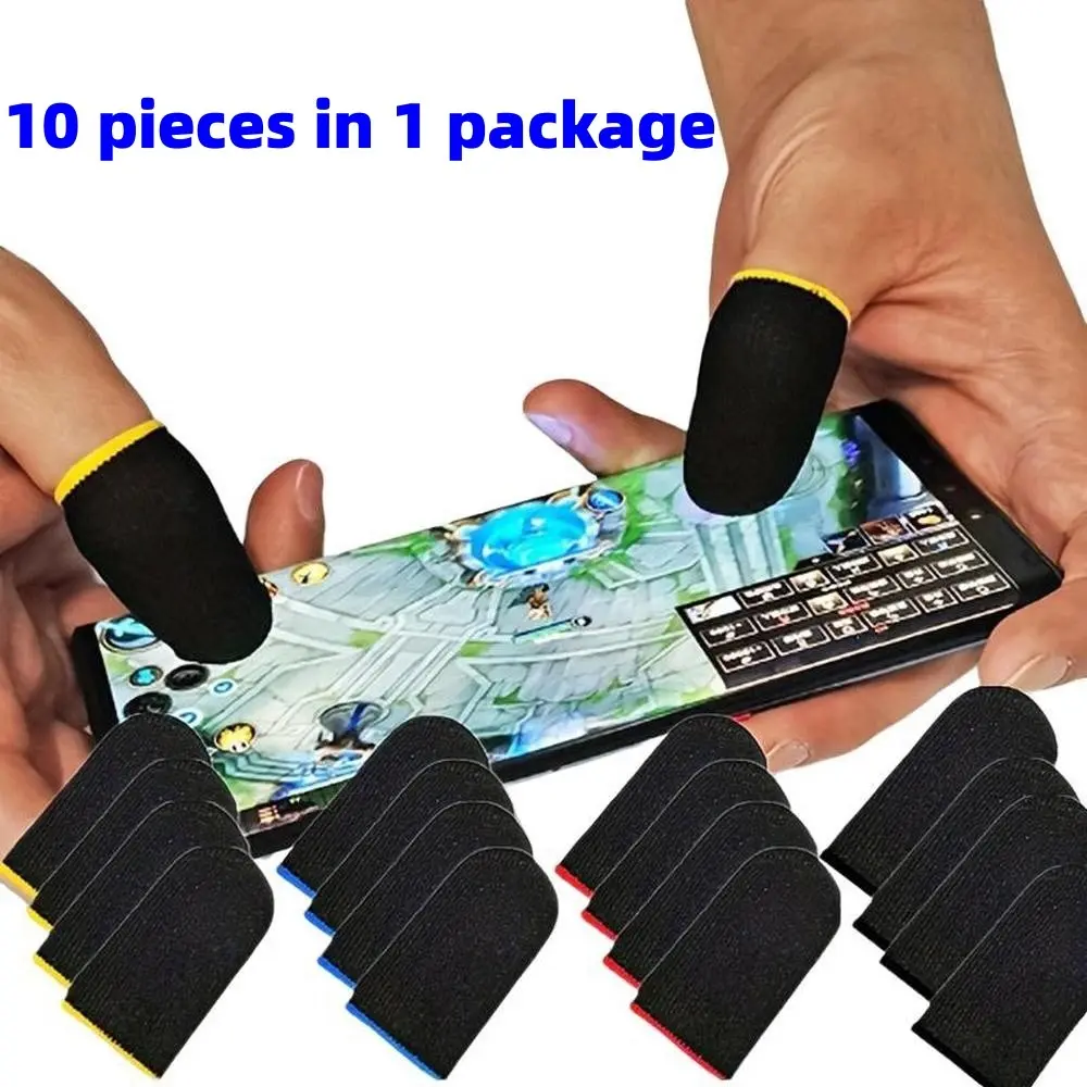 Gaming Finger Sleeves, Carbon Fiber Ultra-Thin Breathable Seamless Touchscreen Thumb Covers, 10 Pcs, Accessories, for All Smartphone Touchscreen Devices, Gaming Stuff