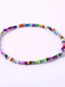 Boho Style Glass Bead Anklet Set, 4-Piece Random Color, Elastic Ankle Chains, Perfect for Summer Beach, Unique Summer Accessory