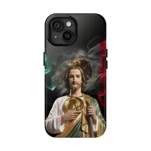 San Judas Tadeo Mexican Flag Phone Case – Tough Dual-Layer Protective Cover with Mexican Flag Print, Durable Hard Case for iPhone17,16,15,14,13,12,11 (Pro/Pro Max/Plus), Stylish Faith-Based Gift for Fans