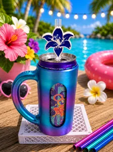 Blue Lily Flower Straw Topper