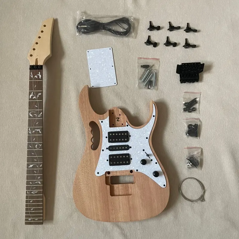 Double Swing DIY Electric Guitar Kits Mahogany Body& Neck Rosewood Fingerboard