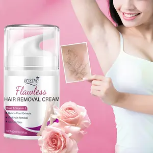ROZINO Flawless Hair Removal Cream - Intimate Cream for Bikini & Private Areas - Gentle Formula for Pubic, Legs, Underarms - Painless Depilatory - 60ml