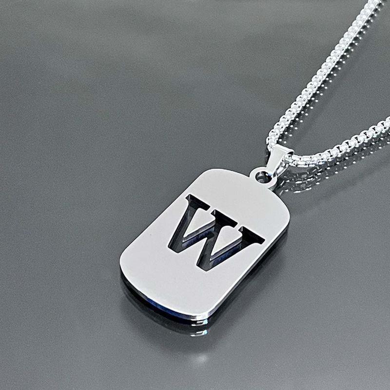 Cool Men's Jewelry Stainless Steel Initial Necklace for Men Hip Hop Geometric Pendant with A-Z Letter Pendant Chain for Friends Gifts Holiday Gifts