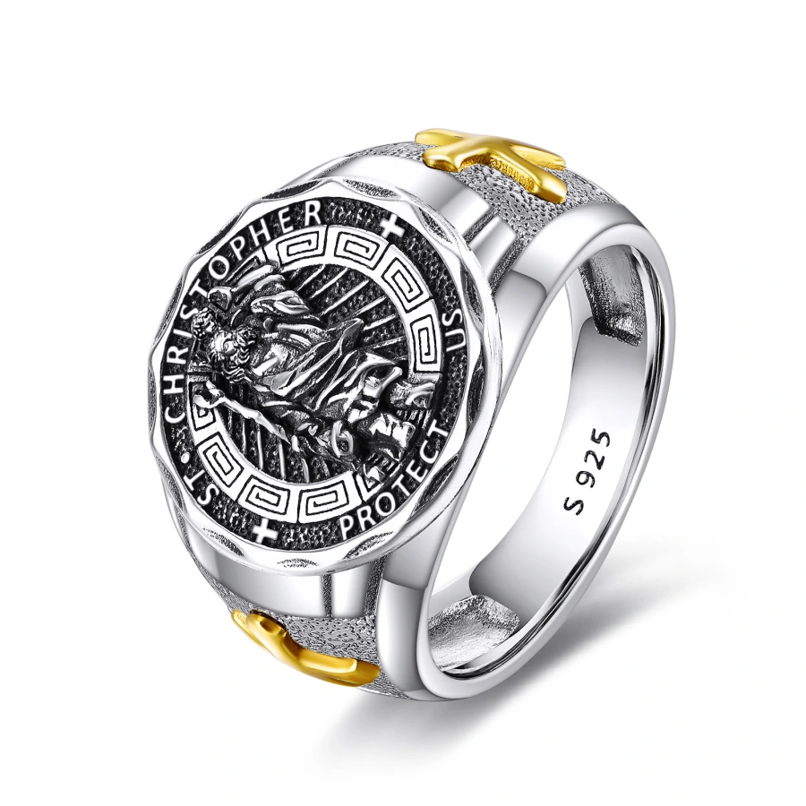 S925 Sterling Silver Saint Chris Ring Full Size Can be given as a gift or worn by yourself