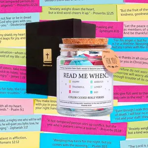 Bible Verse Jar (KJV), Scripture Verse Jar for Anxiety Relief & Daily Hope, 96 Color-Coded Cards, Christian Gifts for Women, Easter Basket Stuffers, Religious Home Decor, Read Me When Encouragement, Everyday Item, Glass Bottle